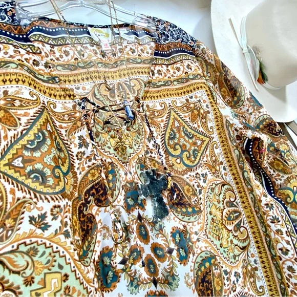 Anthropologie Fig & Flower boho blouse Gypsy southwestern vibe w bell sleeves - Picture 9 of 14